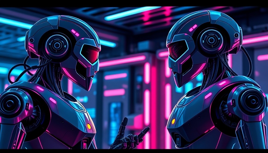 Futuristic robots in a high-tech lab showcasing AI innovations, trending AI news.