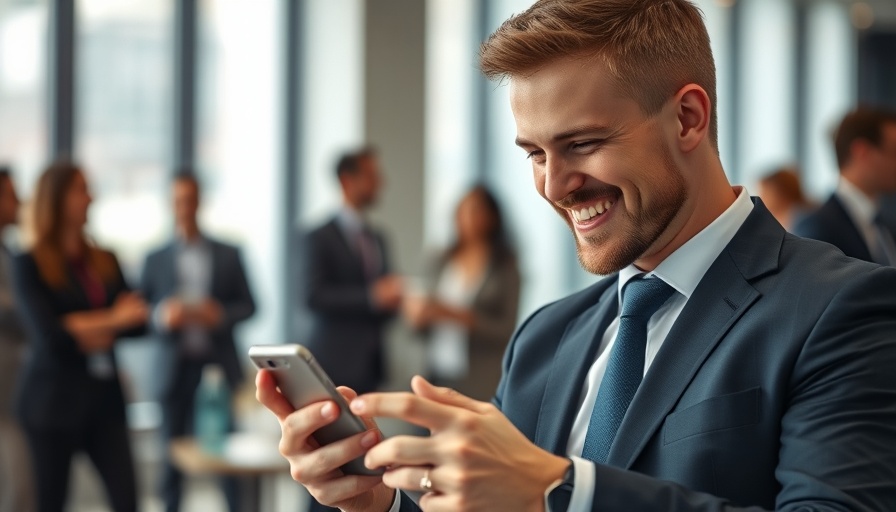 Man in suit using smartphone indoors related to AI news.