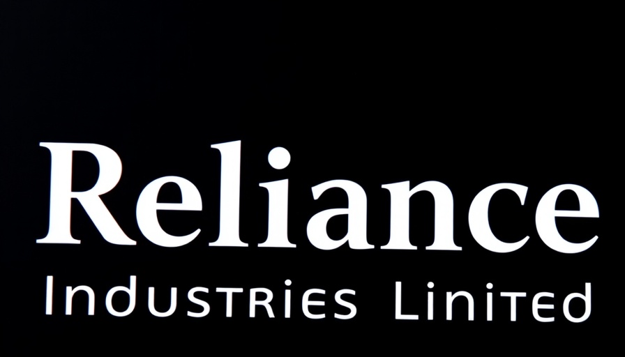 Close-up of Reliance Industries Limited logo on black background.