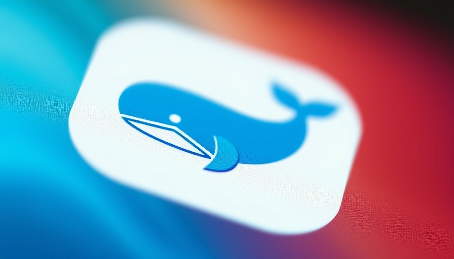 DeepSeek app logo close-up with a stylized whale icon on screen.