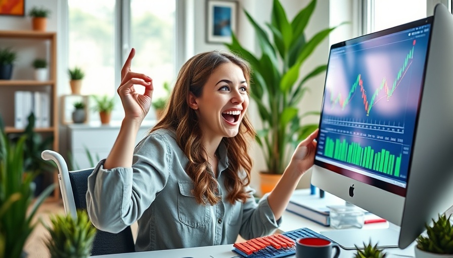 Young woman analyzing stock market graph at home office for $300 billion opportunity with Nvidia.