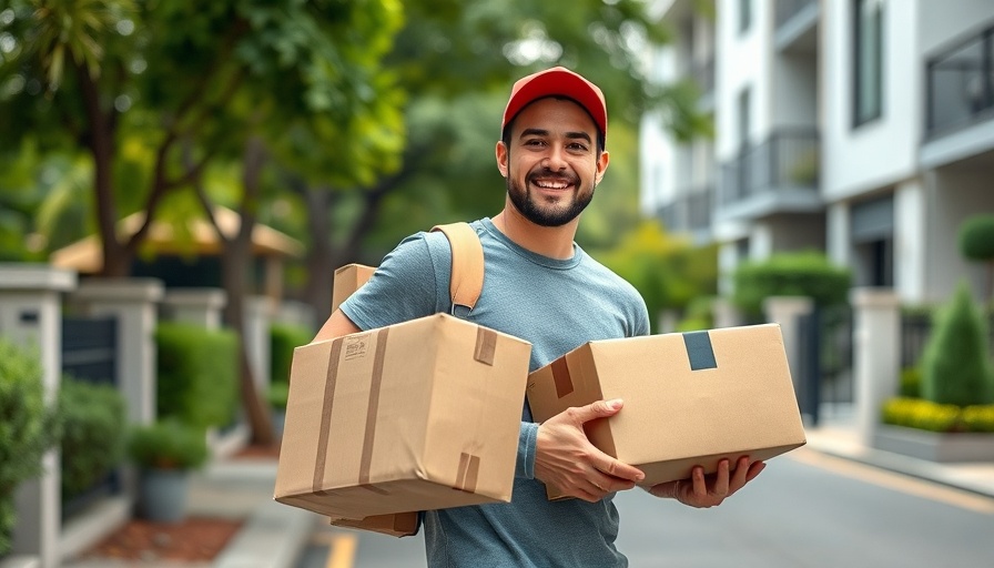 Delivery person on residential street with boxes, Magnificent Seven AI Stocks.
