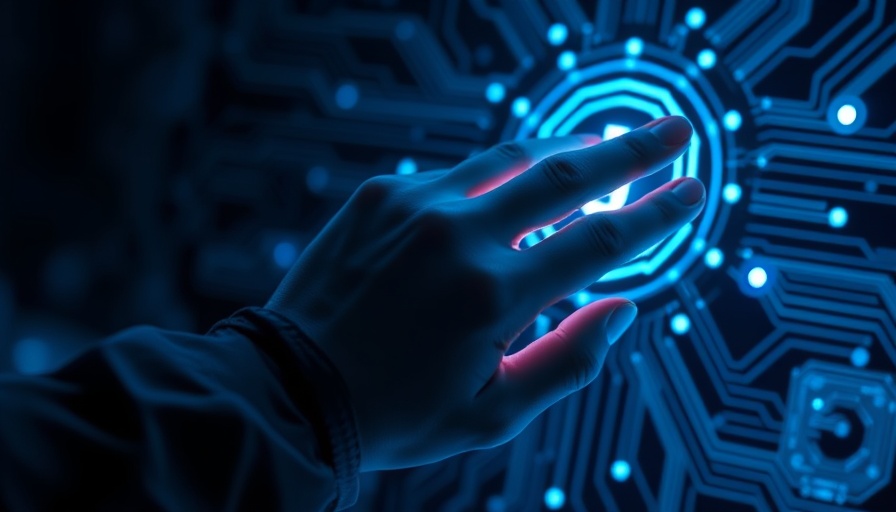 Futuristic AI interface glowing blue held by hand highlighting DeepSeek AI integration.
