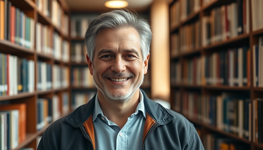 Confident man in a library, AI cannot take away all jobs.
