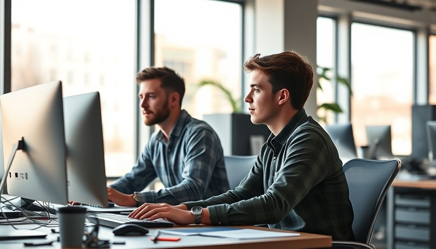 Two men coding at a desk, showcasing agentic AI concepts.