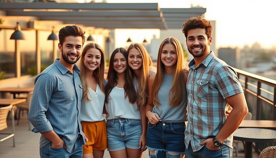 AI-Powered Fitness Sales Agents gathering on a rooftop patio.