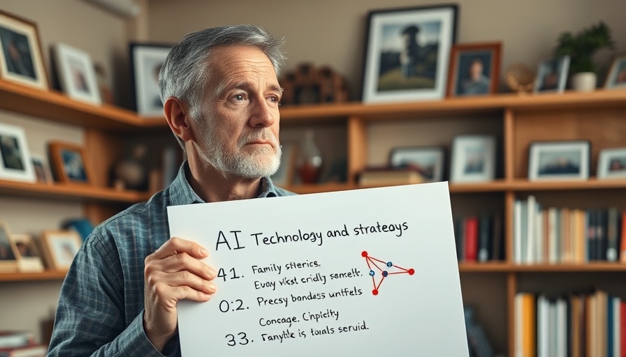 Middle-aged man discusses AI agents with a whiteboard in a cozy room.