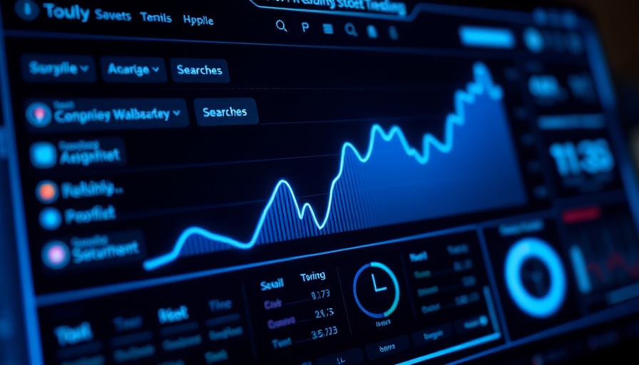 Futuristic digital interface with search trends and social icons, Microsoft AI.