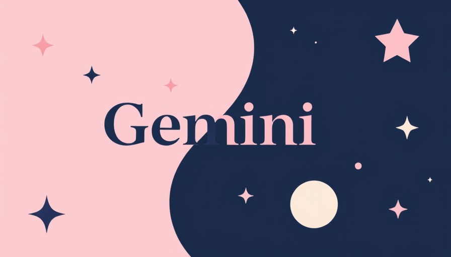 Abstract Gemini design with bold typography and playful pattern.