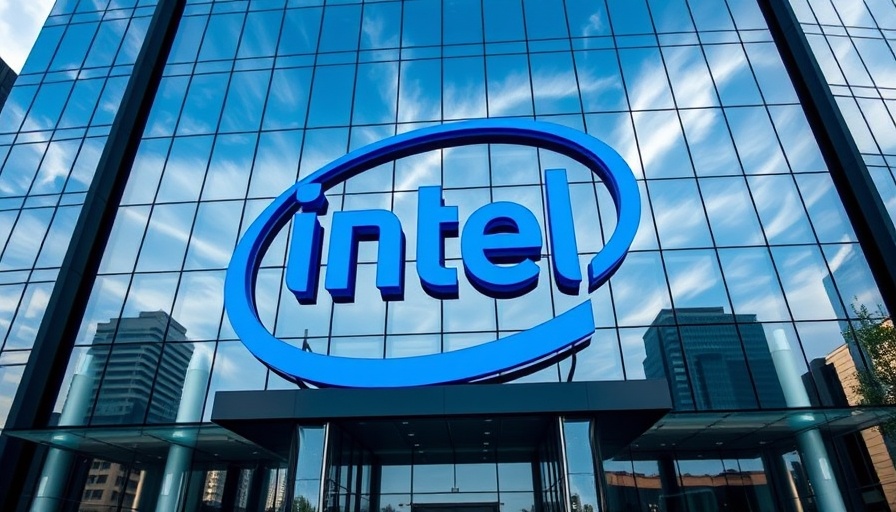 Intel logo outside modern building, reflecting AI and semiconductor development