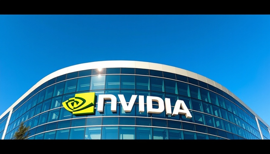 Nvidia building exterior displaying logo against blue sky.