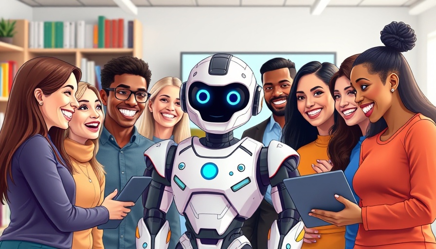 Agentic AI interaction with diverse group in office setting.