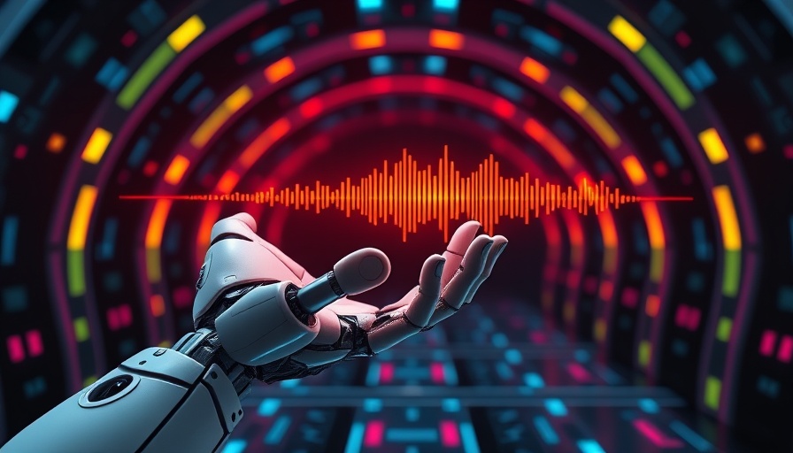 Futuristic AI voice assistant hologram with robotic hand