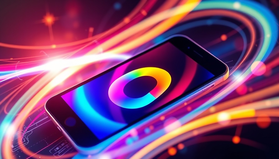 Smartphone with Microsoft logo and dynamic light streaks.