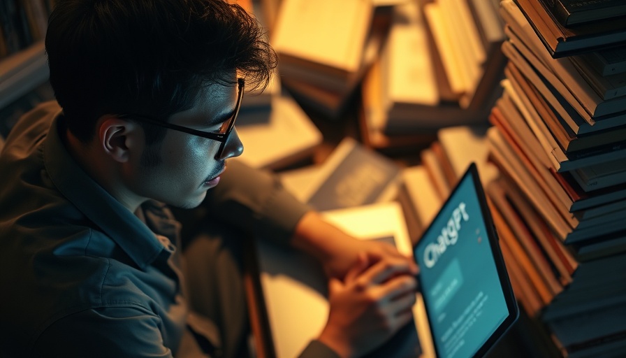 Individual using ChatGPT on laptop amid books, highlighting ChatGPT image editing and chart creation.