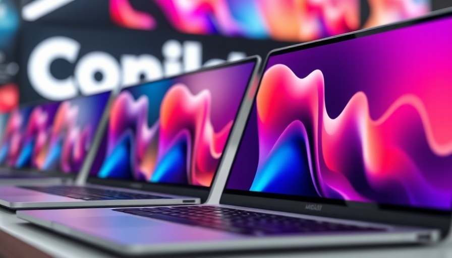 Modern laptops with colorful screens showcasing Microsoft AI.