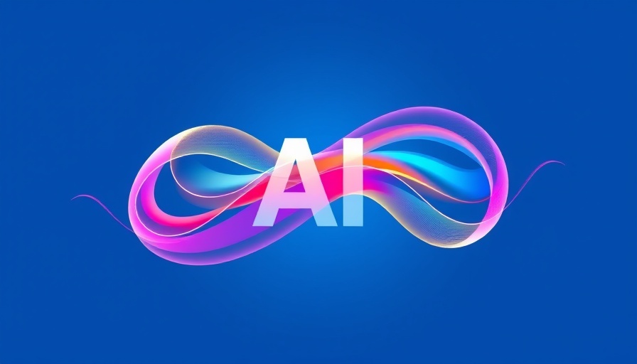 Vibrant digital logo, colorful gradient waves on blue.