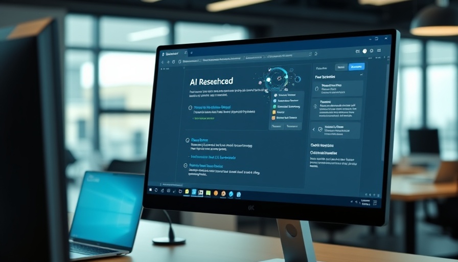 Microsoft AI interface displaying research tool on screen.