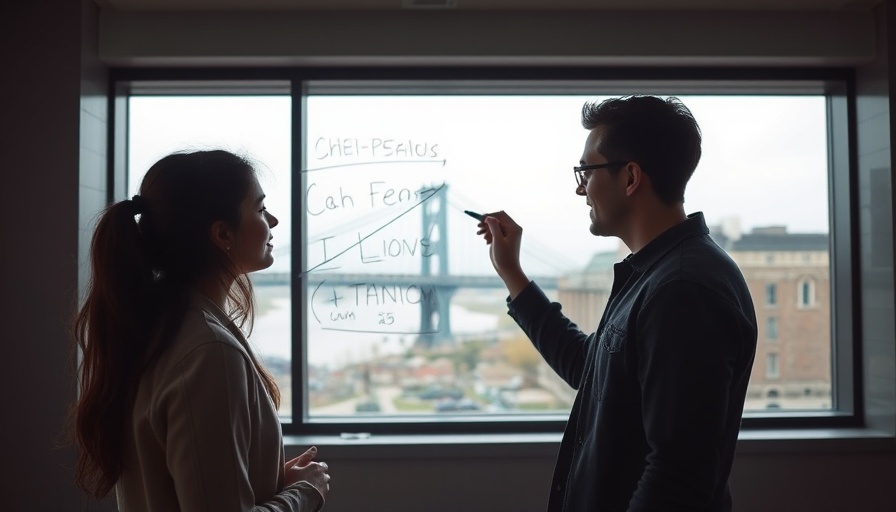 Young woman brainstorming on a glass board with bridge in the background, ChatGPT image generation upgrade.