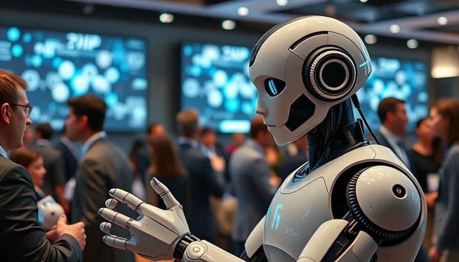 Futuristic humanoid robot engaging at tech conference grok 3