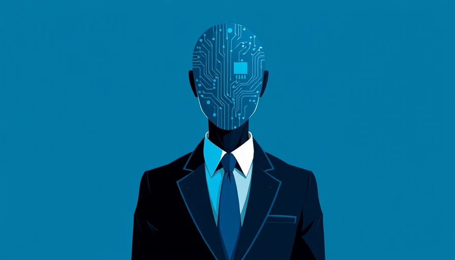 Abstract art of a suit-wearing figure with circuit board face, agentic AI concept.