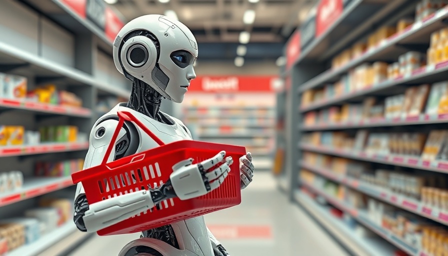 Humanoid robot in retail showcasing Nvidia robotics market opportunity.