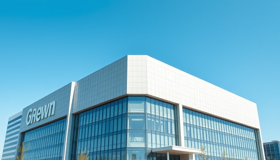 Corporate building with logo representing deep reasoning AI.