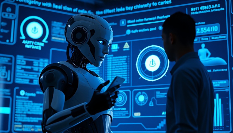 Futuristic interface with AI agents and holographic elements.