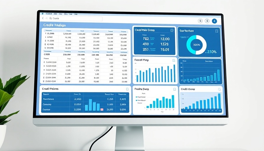 Financial dashboard displaying credit risk analysis metrics and scores.