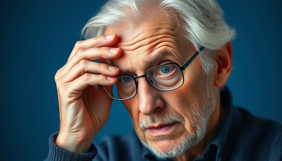 AI-generated Ghibli art: Elderly man looking stressed with deep expression.