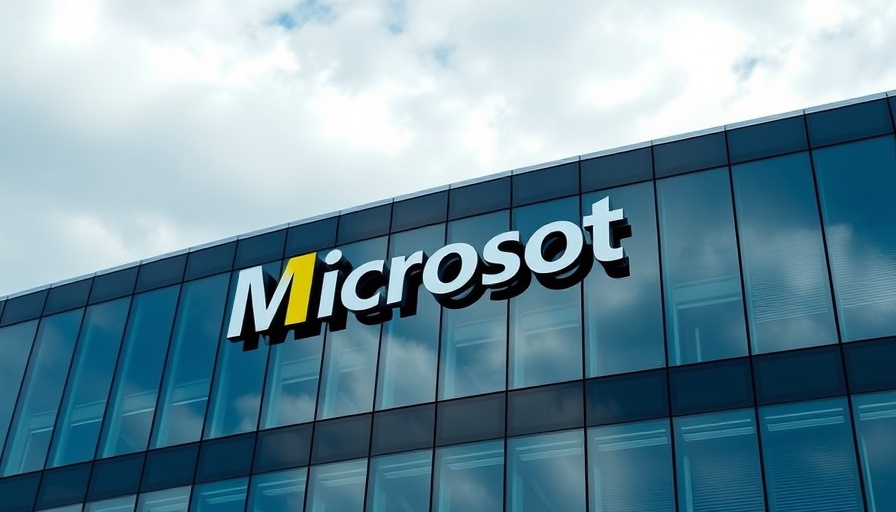 Microsoft logo on a modern building, representing Microsoft AI innovation.