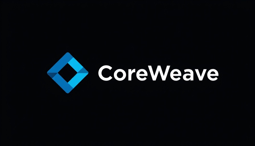 CoreWeave logo, blue and black design, highlighting corporate identity