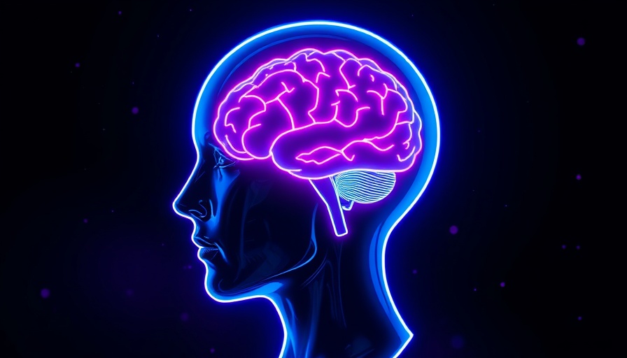 Futuristic neon head with brain, reflecting light patterns, claude ai concept.