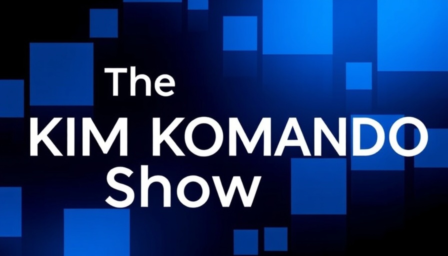 Stylish text on blue background, 'The Kim Komando Show'