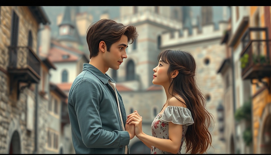 Ghibli-style animated man and woman in a medieval town