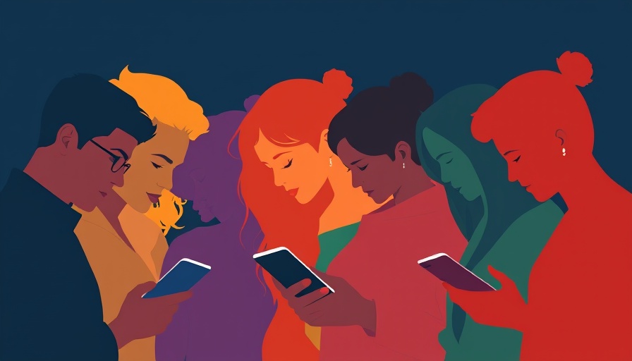 Colorful silhouettes using devices illustrating agency decay amid AI.