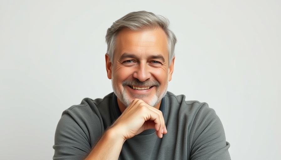 Middle-aged man smiling, relaxed pose, related to AI news.
