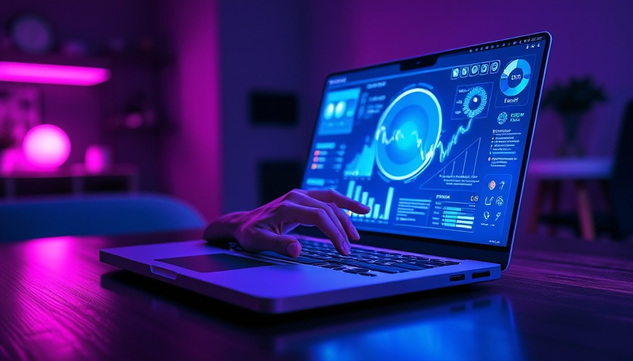 Futuristic AI interface with holographic data on laptop.