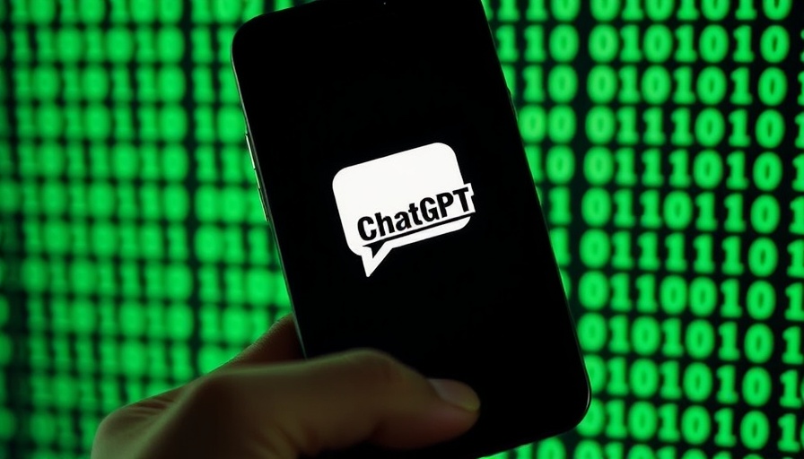 Smartphone with ChatGPT logo in front of binary code.