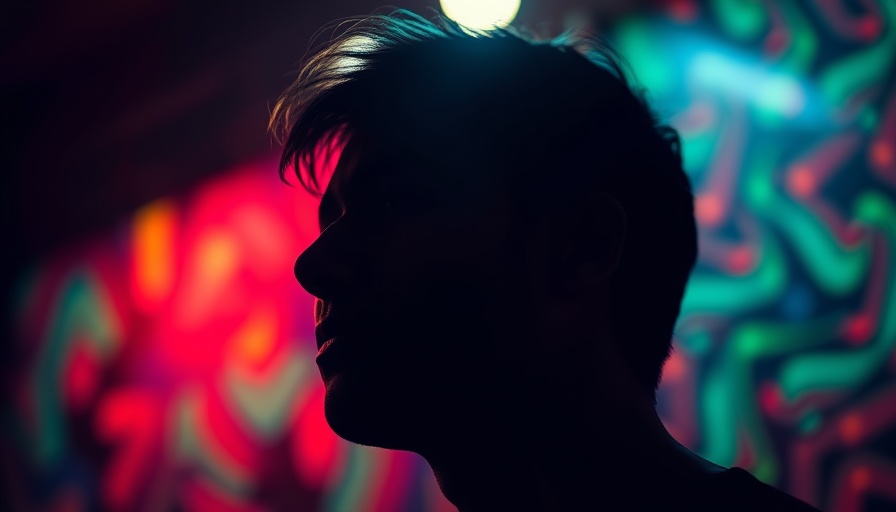 Silhouetted face contemplating under vibrant lighting - Grok rebellion theme.