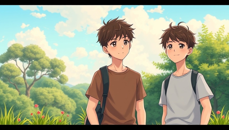 Ghibli-style AI images using Grok, two young men in outdoor setting.
