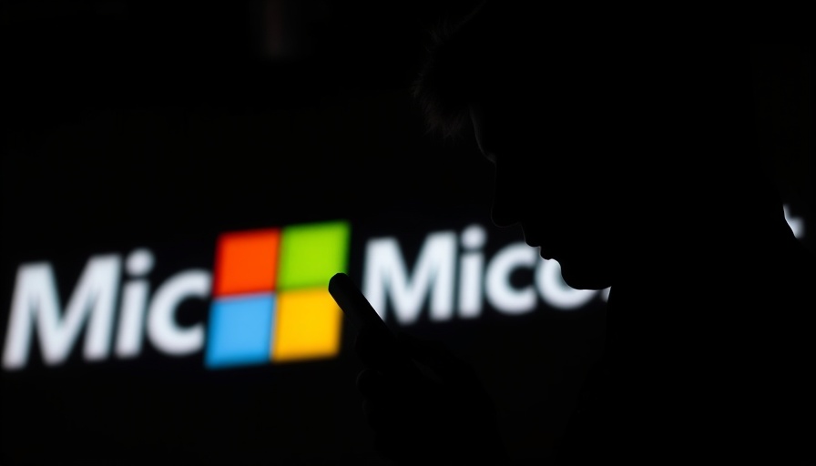 Silhouette of person with smartphone by Microsoft logo, Microsoft AI Innovations.