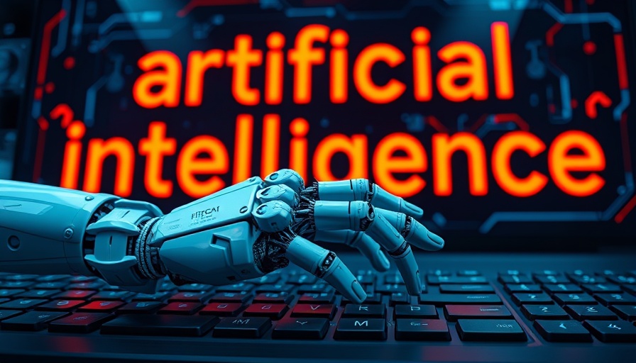 Robotic hand on keyboard with AI sign in the background, symbolizing free AI agent launch.