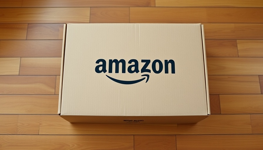 Amazon package lying on a wooden floor related to tech sell-off.