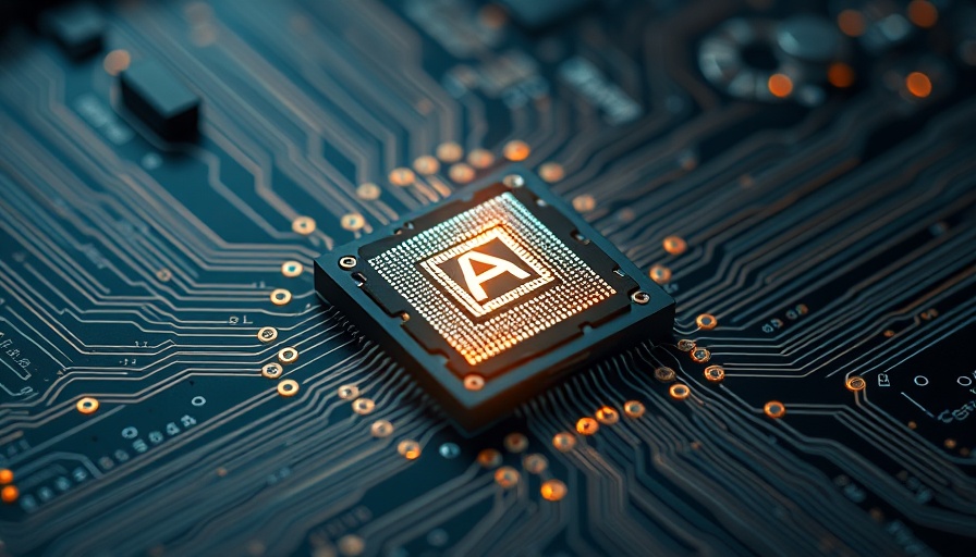 Futuristic AI chip on circuit board representing Nvidia stock decline.