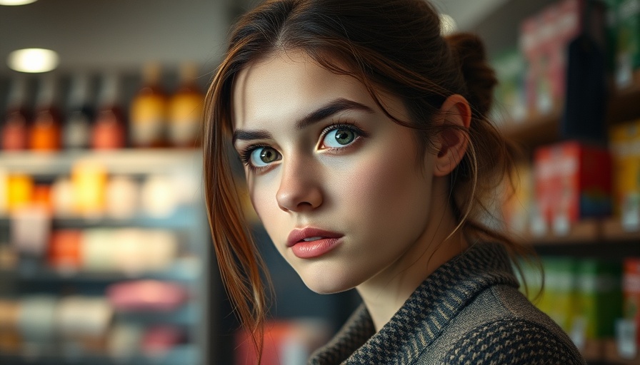 Runway Gen-4 AI System focused woman's intense gaze in store.