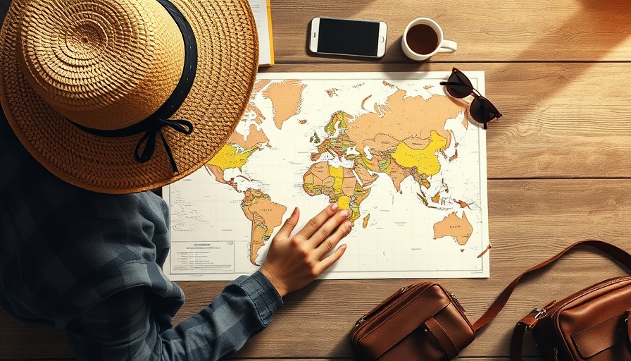 Travel planning with map and essentials on wooden table, Google AI Travel Features Growth