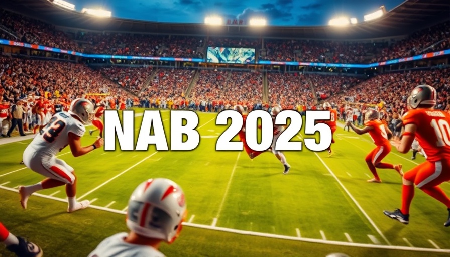 Vislink AI Innovations at NAB 2025 announcement with football game scene.