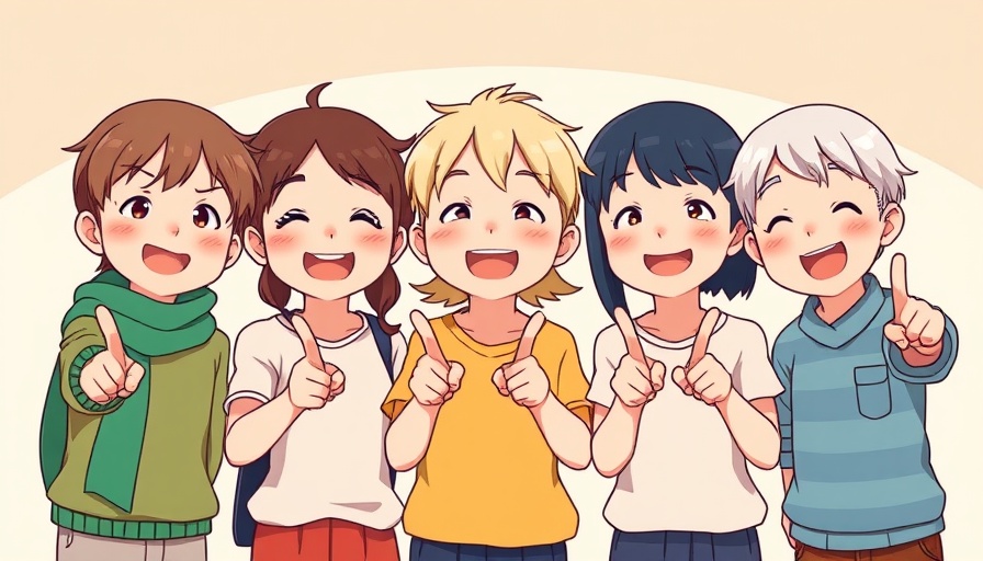 Gemini AI Ghibli-style images of animated group smiling and pointing.