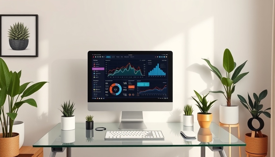 Modern workspace with computer displaying colorful data analysis, Nvidia stock sell theme.